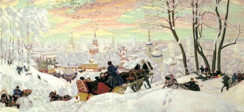 Boris Kustodiev Maslenitsa Tuesday Norge oil painting art